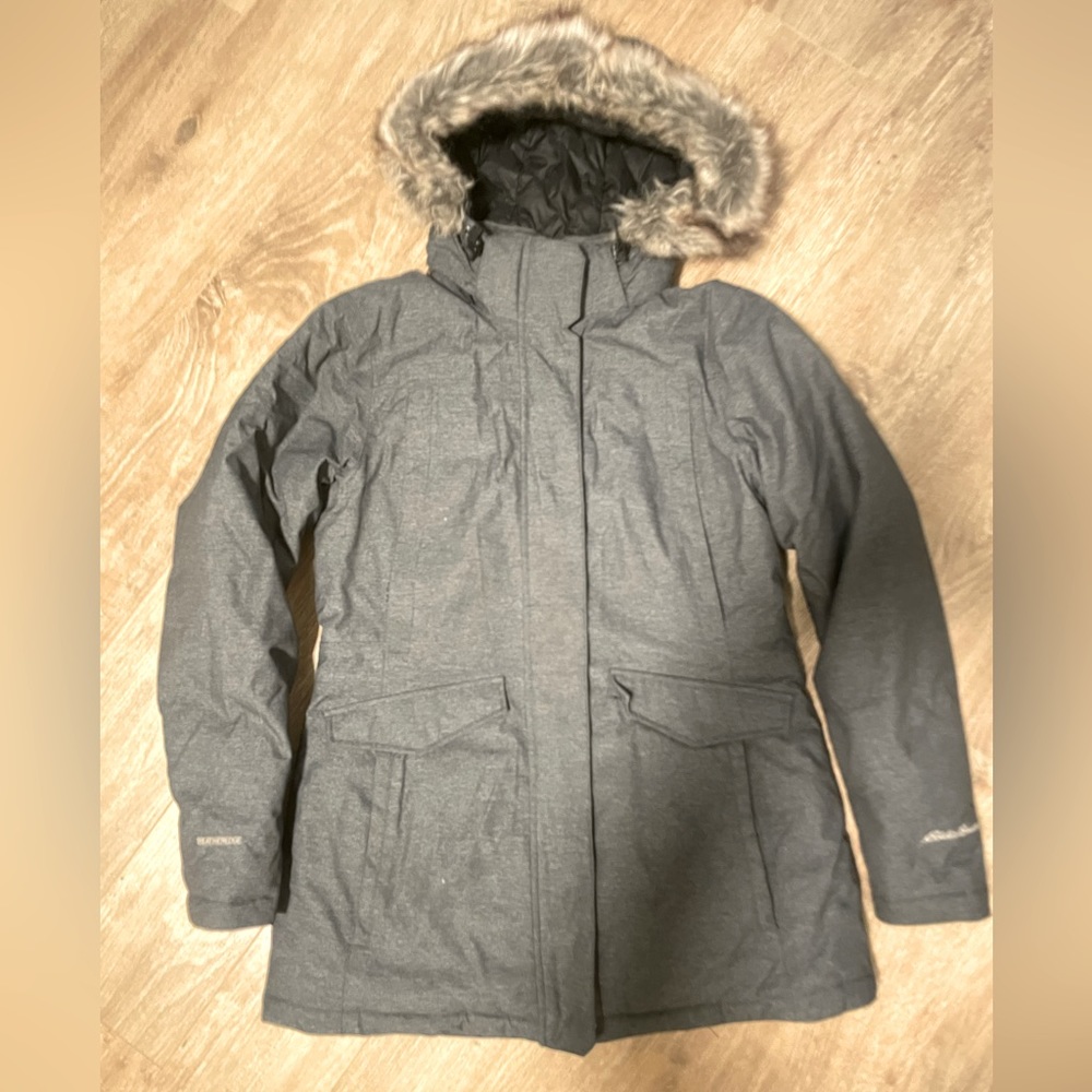 Eddie Bauer women's down parka medium fur hood CLEAN!!